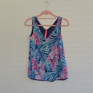Lilly Pulitzer Blue and Pink Tropical Print Tank Top